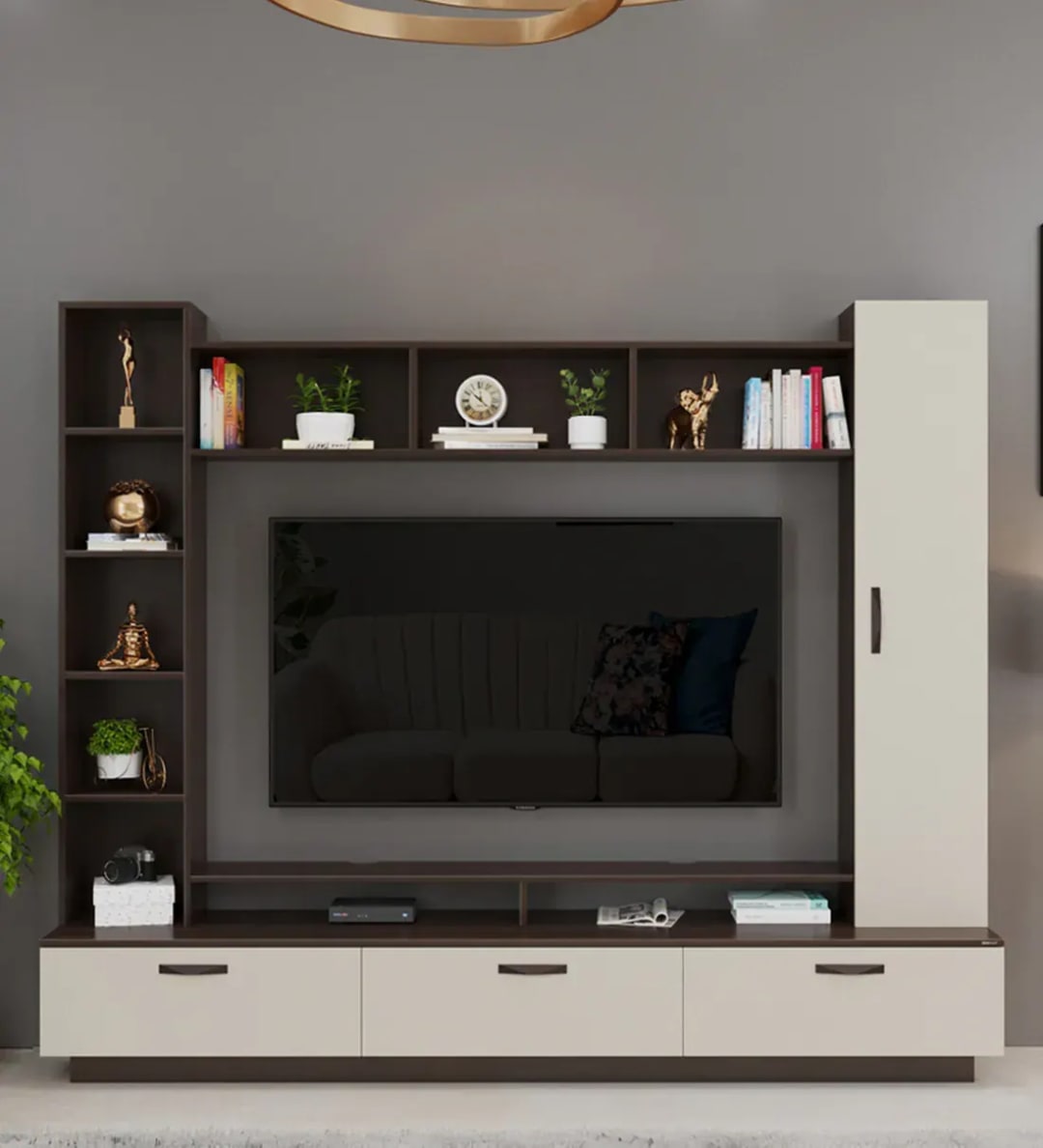 Fenily Wooden Rectangular TV Unit (Wenge Finish 65")