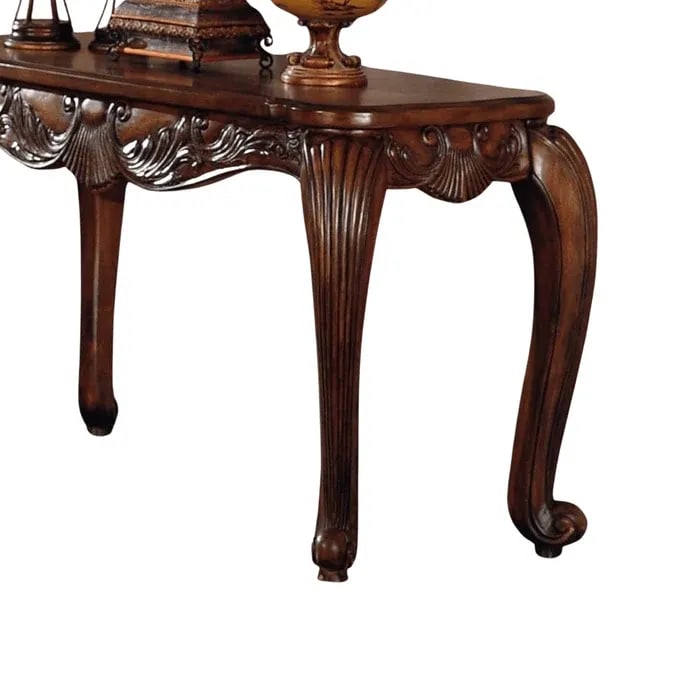 Furzy Hand Carved Teak Wood Console Table Royal Beautiful Design, Luxurious Home Decor for Living Room or Entryway, view 4