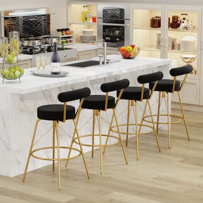 Grotoni Swivel Upholstered Counter and Bar Stool with Metal Frame (Set of 2), view 2