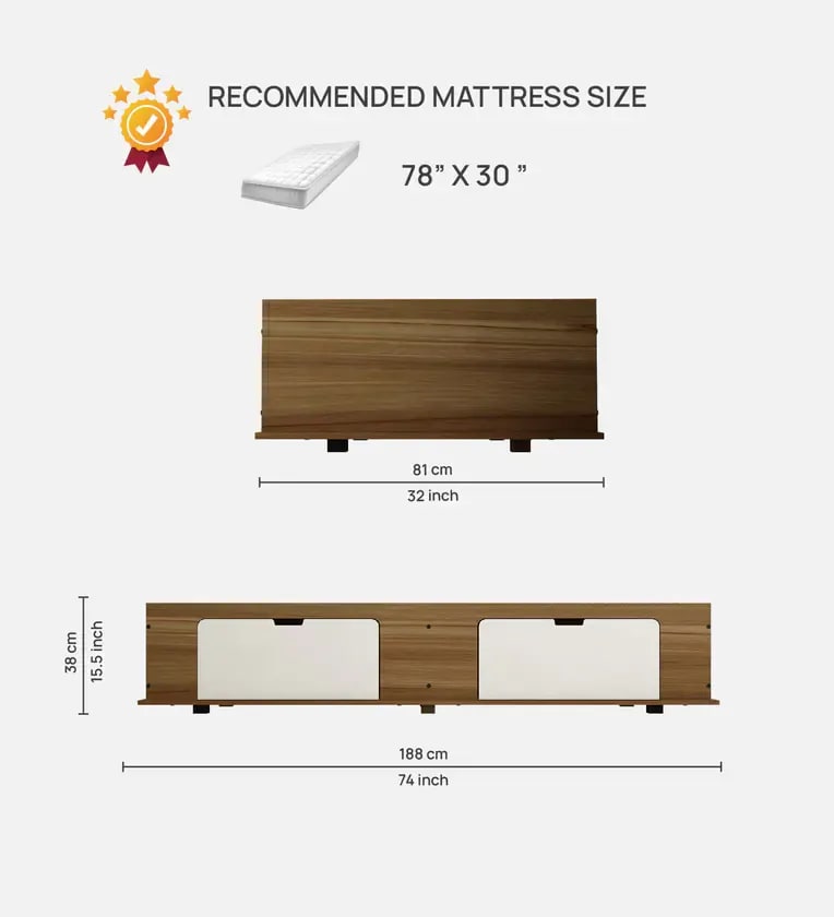 Gusto Handmade Rectangular Teak Wood Storage Diwan Bed Wood Diwan with Spacious Storage for Living Room & Bedroom ( White & Brown ), view 5