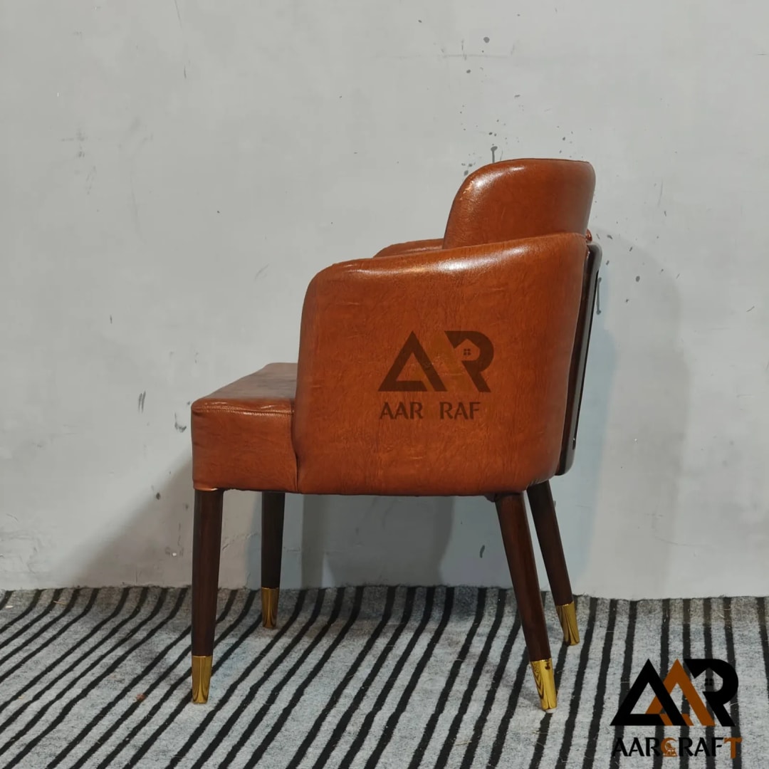 Handcrafted Brown Leather Lounge Chair, view 3