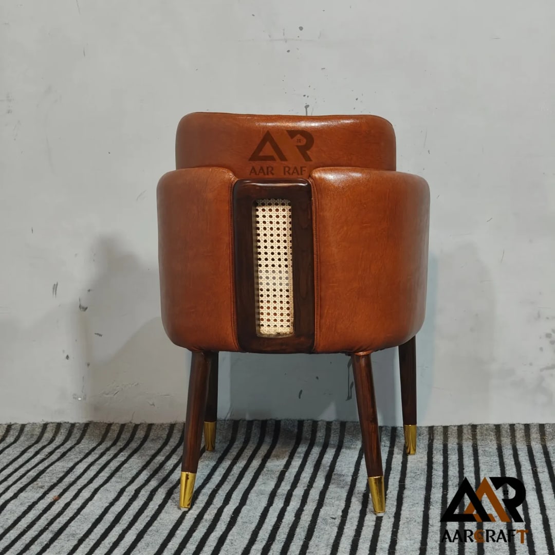 Handcrafted Brown Leather Lounge Chair, view 4