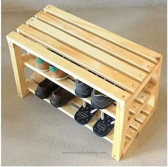 Harass Handmade Solid Sheesham Wood 2-Tier Shoe Rack for Entryway & Hallway, view 2
