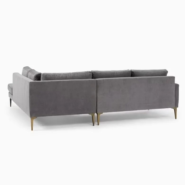 Andes Handmade Teak Wood & Velvet Fabric 5 Seater Sectional Sofa Set Luxury Modern Living Room, Durable and Comfortable Design, view 7
