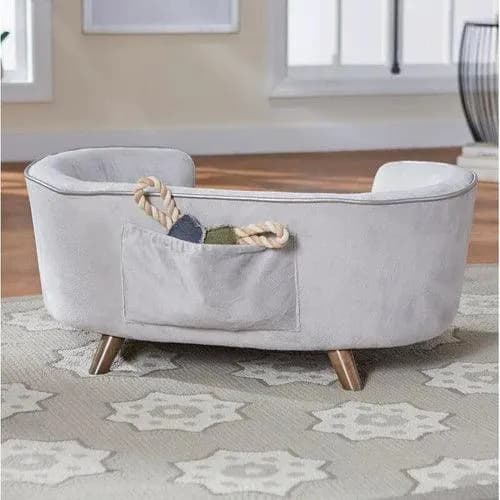 Heise Modern Design Handmade Teak Wood Dog and Baby Sofa with Back Pocket, view 3
