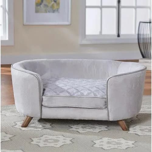 Heise Modern Design Handmade Teak Wood Dog and Baby Sofa with Back Pocket, view 4