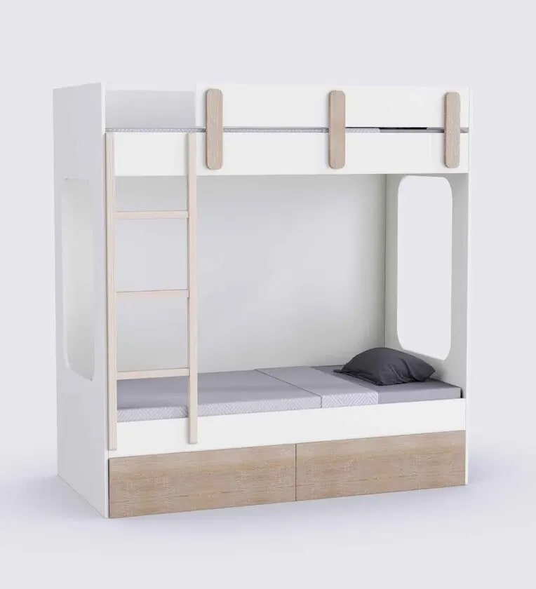 Housemates Handmade Teak Wood Bunk Bed With Drawer Storage, view 4