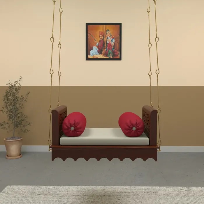 Irish Handmade Teak Wood Swing Patio Hammock Jhula Traditional Indian Style