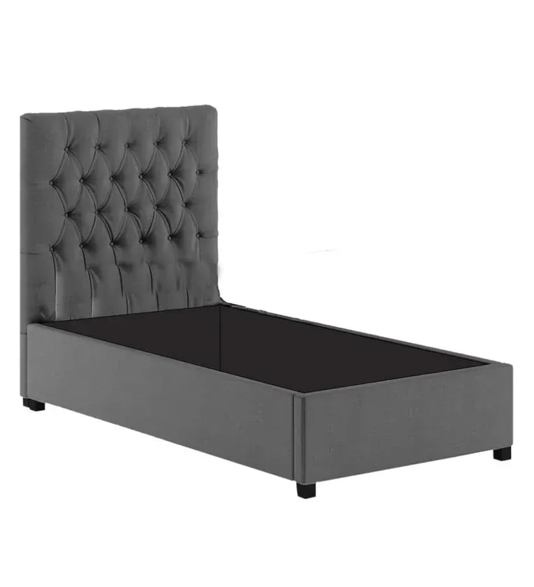 Isko Button Tufted Velvet Upholstered Single Bed with Storage Teak Wood Frame Luxury Space-Saving Bed for Modern Bedroom, view 3