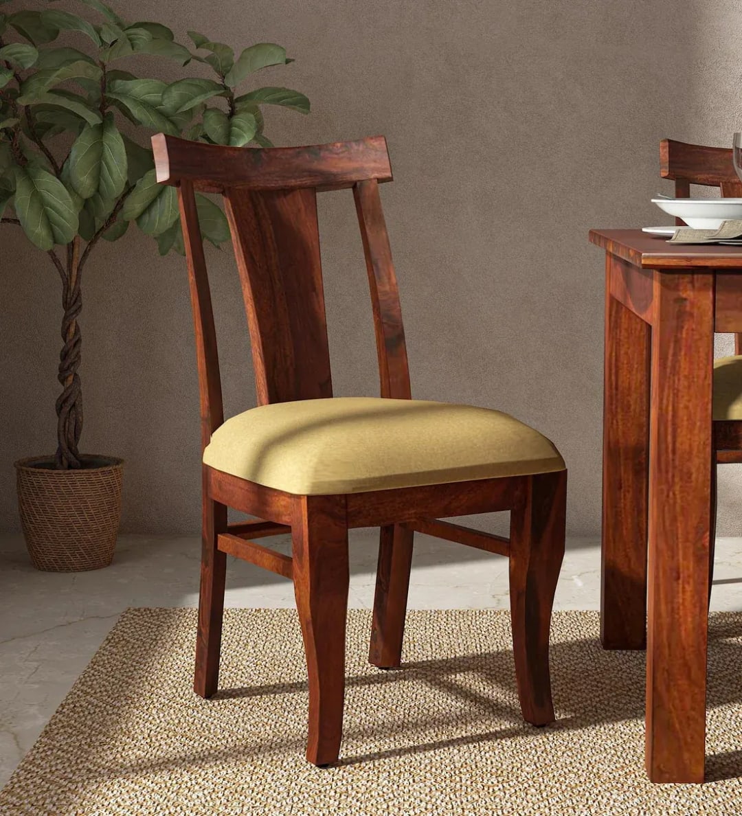 Kentan Handmade Teak Wood Dining Chair Modern Design, Perfect for Dining Room or Kitchen (Honey Oak Finish)