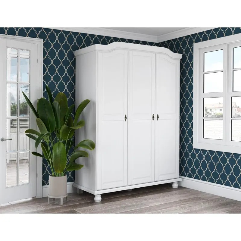 Kyle Teak Wood Multipurpose Storage Wardrobes & Dressers for Elegant Bedroom Storage Solution with 2 Drawers (White)