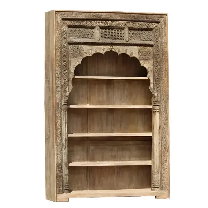 Linas Hand Carved Teak Wood Bookshelf & Racks for or Home & Office Storage ( Natural ), view 2