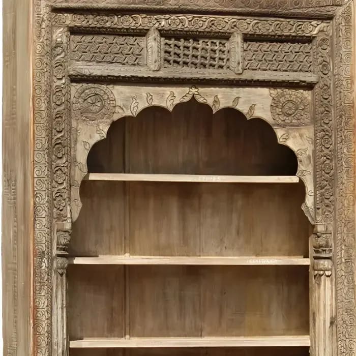 Linas Hand Carved Teak Wood Bookshelf & Racks for or Home & Office Storage ( Natural ), view 3