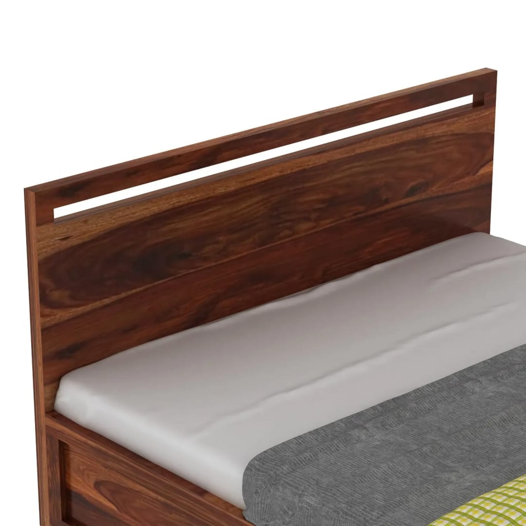 Livinn Teak Wood Hydraulic Storage King Size Bed Modern Space Saving Design with Elegant Finish, view 4