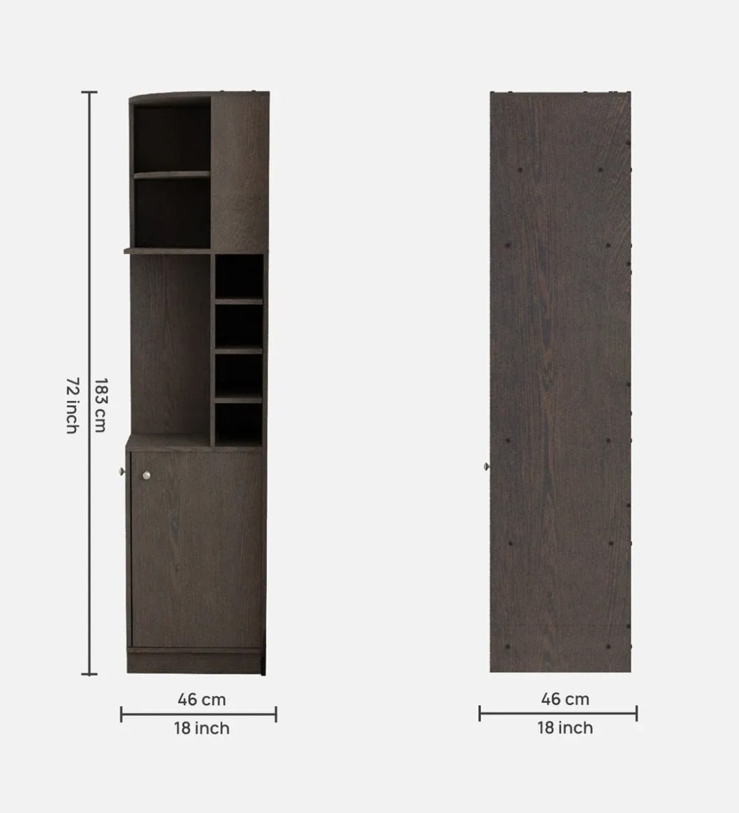 Luxe Handmade Teak Wood Bar Cabinet Stylish Liquor and Wine Storage Cabinet for Glasses and Bottles Modern Rustic Design (Dark Wenge Finish), view 3