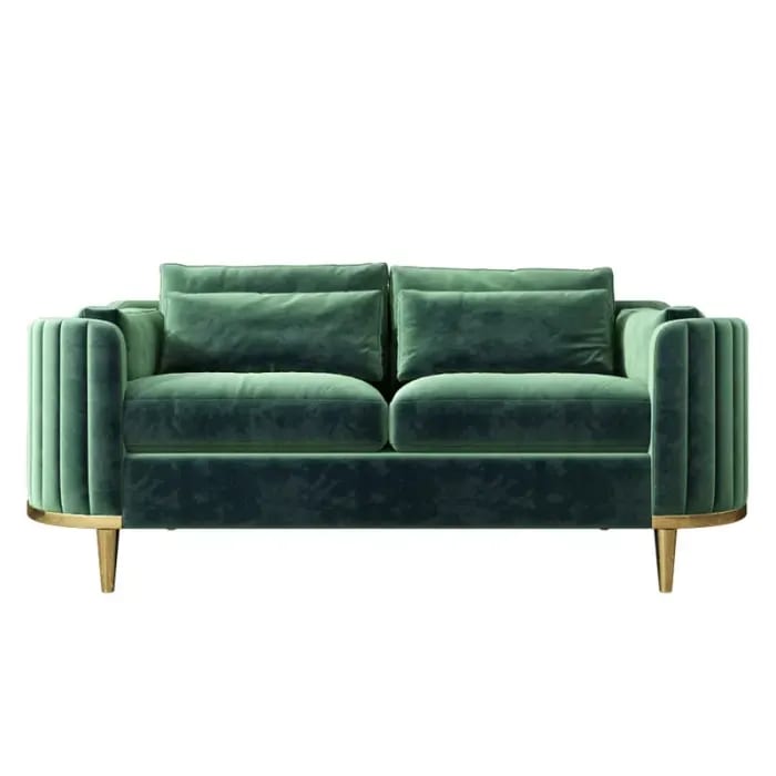 Luxury And Modern Handmade Upholstery Teak Wood 3+2+1 with 2 Round Coffee Table ( Green ), view 2