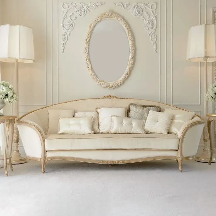 Luxury Curved Sofa Set with Oval Upholstery Centre Table by Aar Craft, view 4