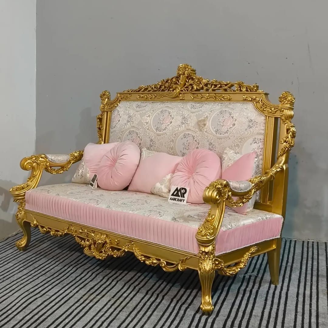 Luxury Royal Hand Carved Wooden Sofa Set with Center Table, view 2