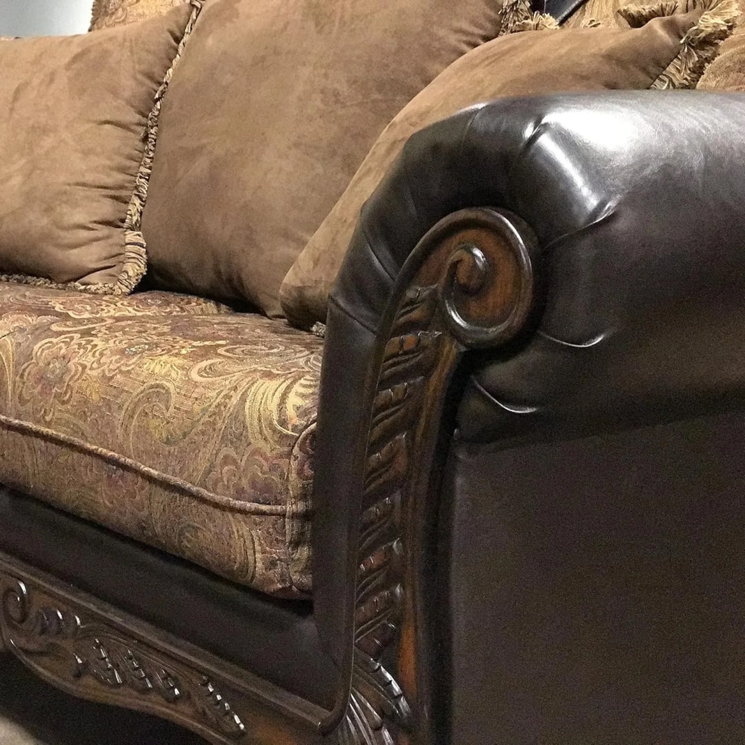 Marino Hand Carved Teak Wood 3-Seater Sofa Elegant Wooden Living Room ( Brown ), view 6