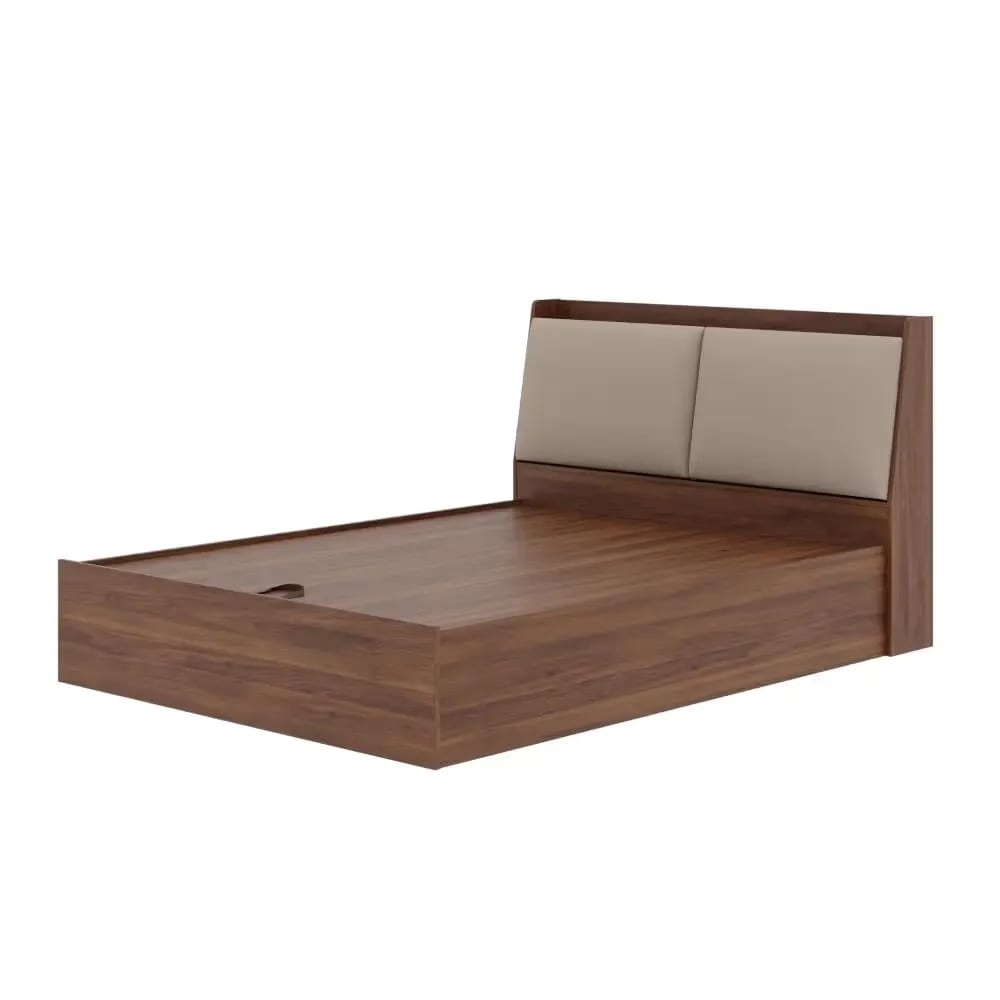 Mars Handmade Premium Teak Wood Hydraulic Storage King Size Bed Modern Space Saving Design with Elegant Finish, view 3