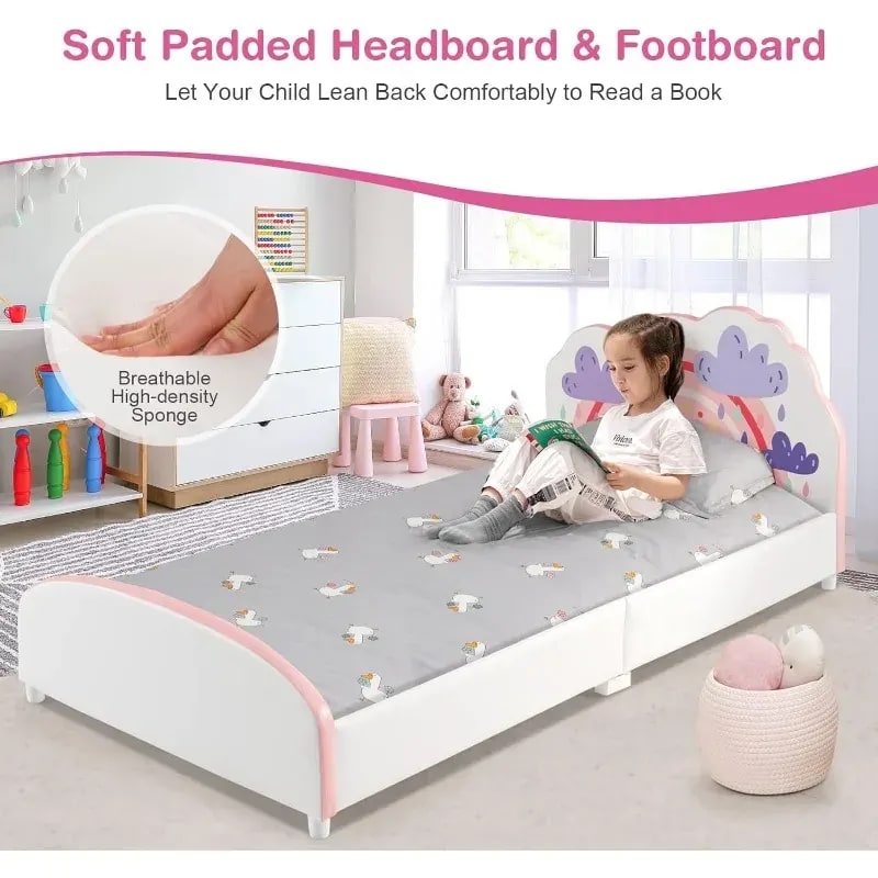 Minimalist Modern Teak Wood Kids Bed for Girls and Boys Plush Look, Durable and Stylish Wooden Children's Bed, Ideal for Toddler to Teen Room, view 3