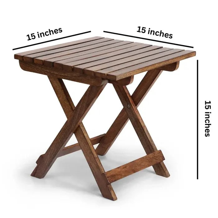 Modern Contemporary Foldable Mango Wood End Table Versatile & Stylish Accent Table for Living Room, view 2