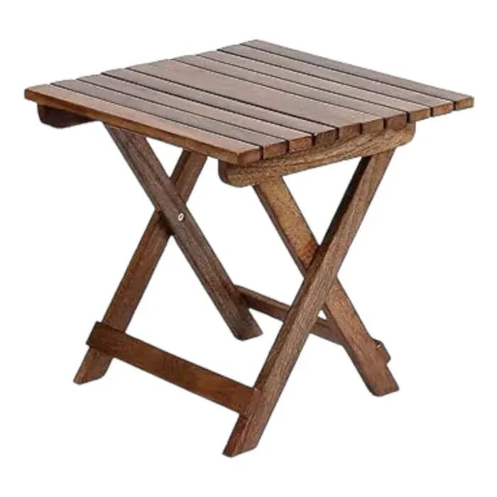 Modern Contemporary Foldable Mango Wood End Table Versatile & Stylish Accent Table for Living Room, view 3