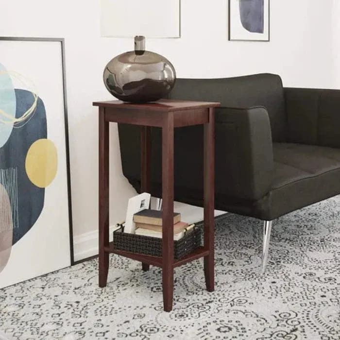 Modern Design Handmade End Table Stylish Solid Wood Accent Table for Living Room and Bedroom (Walnut Finish)