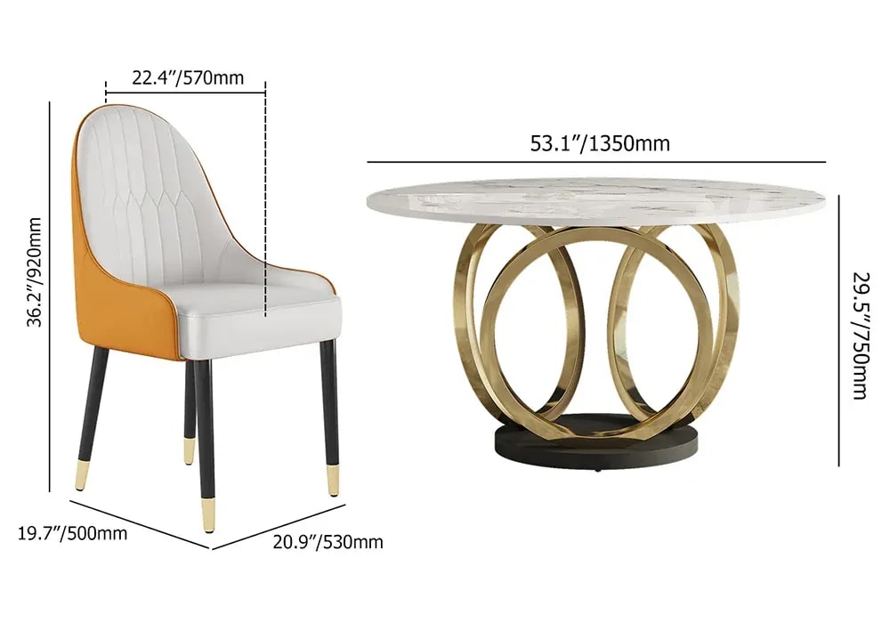 Modern Diamond Sintered Stone Top Round 4 Seater Dining Table Set – Space-Saving Elegant Design for Dining Room & Kitchen, view 4