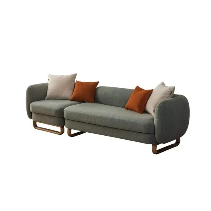 Modern Stylish Left-Side L Shape 8 Seater Sofa For Lobby In Teak Finish 5+3 with 1 Chair, view 4