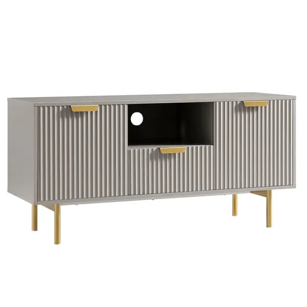 Modern TV Unit with Golden Legs & Handle Matte Finish, view 4
