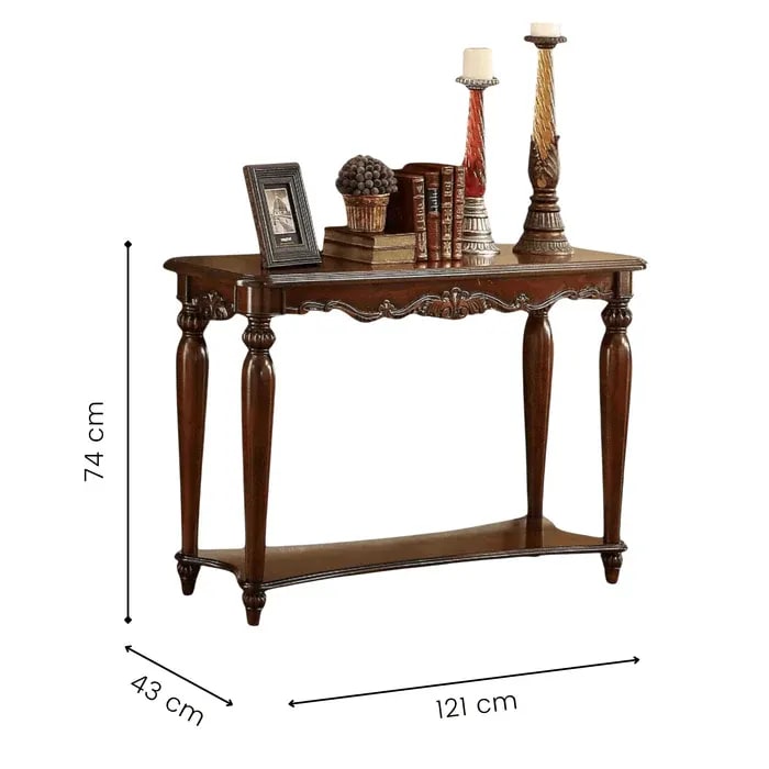 Mzzy Hand Carved Teak Wood Console Table Royal Beautiful Design, Luxurious Home Decor for Living Room or Entryway, view 3