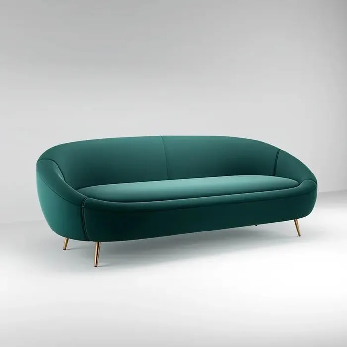 Opal Modern Velvet Fabric Teak Wood 3+2+1+1 Sofa Set with 2 Ottoman and 1 Coffee Table ( Green ), view 3