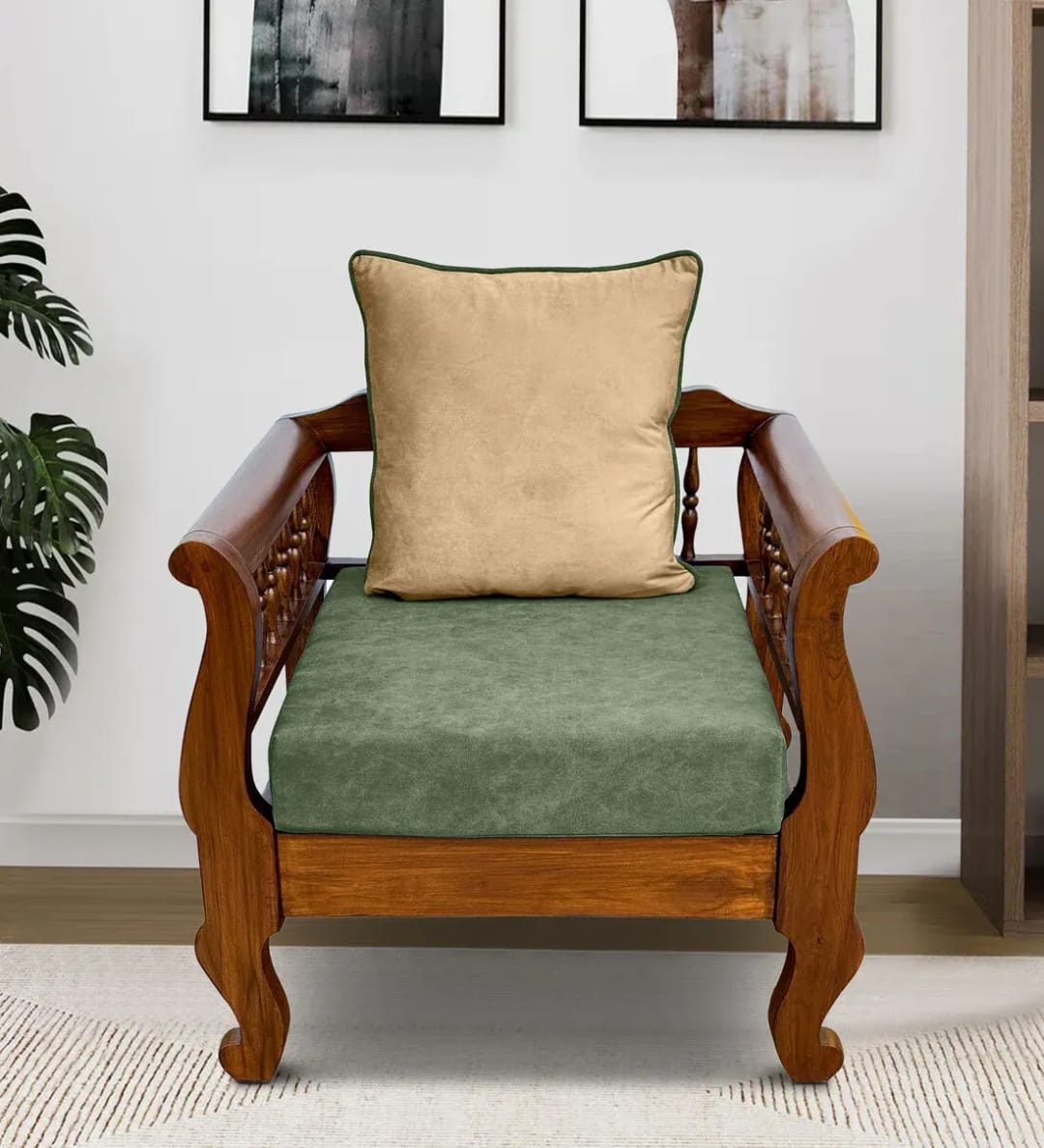 Regency Handmade Teak Wood Armrest Sofa Chair for Living Room Rustic, Eco-Friendly, and Comfortable Seating