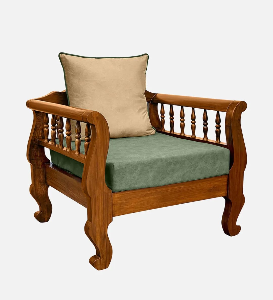 Regency Handmade Teak Wood Armrest Sofa Chair for Living Room Rustic, Eco-Friendly, and Comfortable Seating, view 3