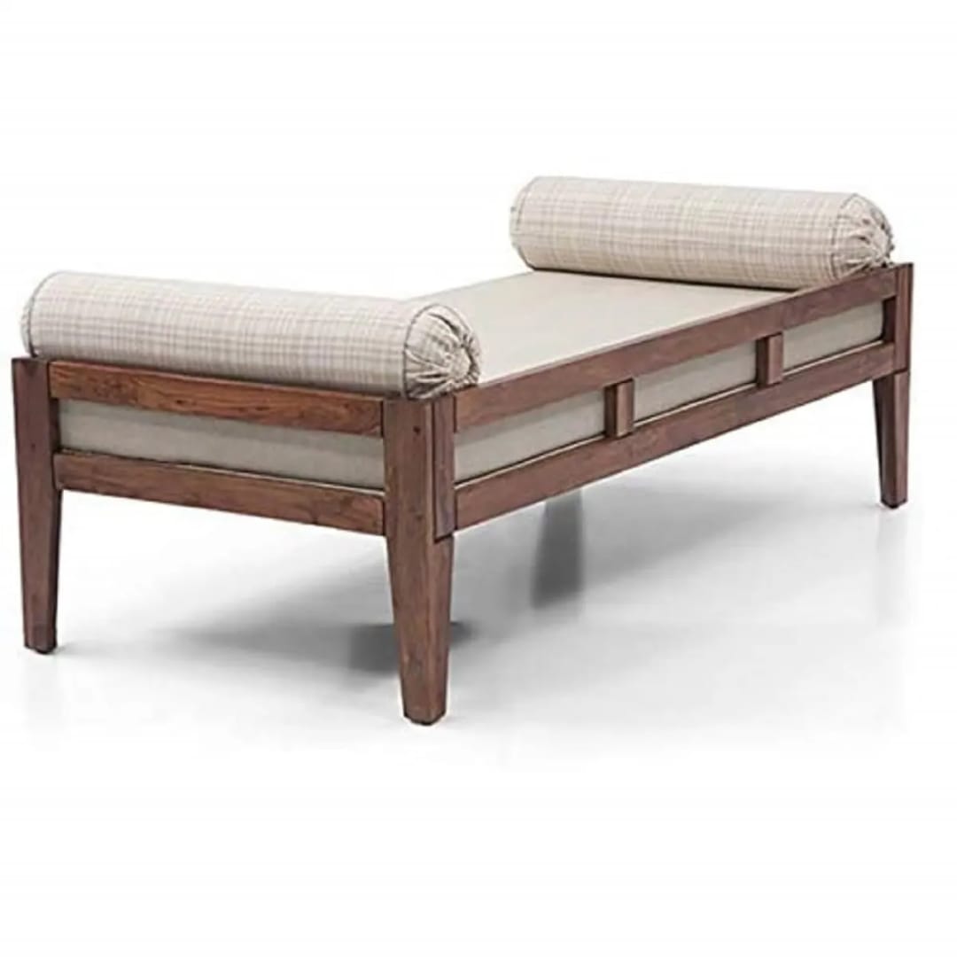 Rhythm Designer Handmade Rectangular Teak Wood 3 Seater Diwan Bed for Living Room Bedroom, view 3