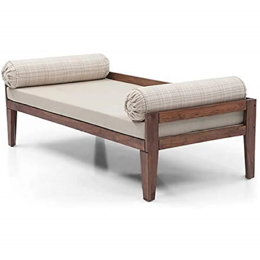 Rhythm Designer Handmade Rectangular Teak Wood 3 Seater Diwan Bed for Living Room Bedroom, view 4