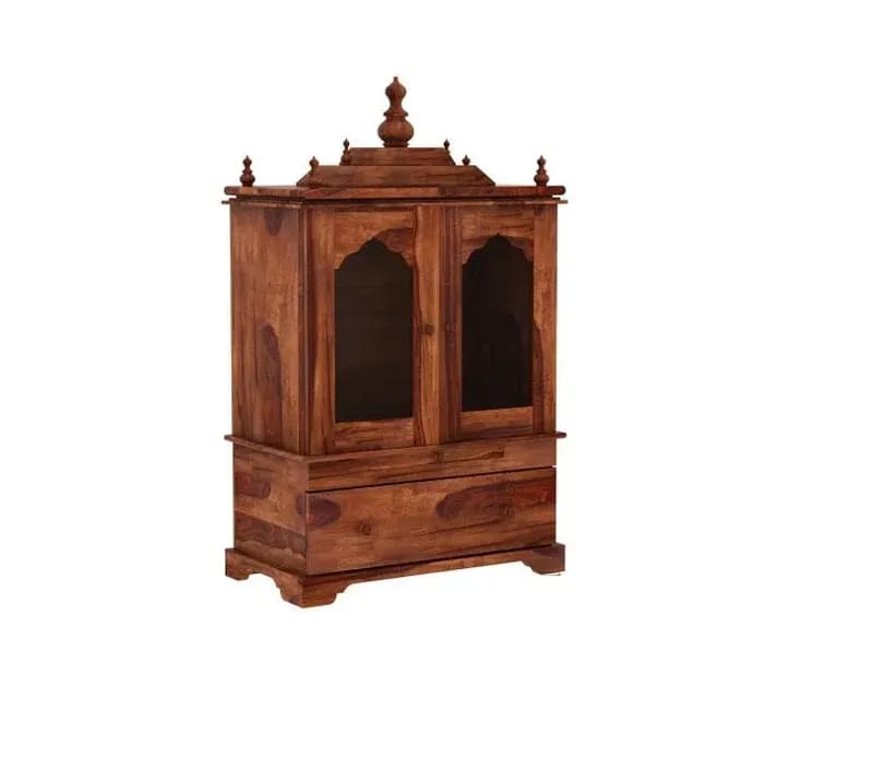 Rituals Handmade Teak Wood Pooja Temple with Single Drawer for Daily Prayers (Brown), view 4