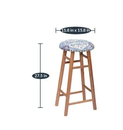 Round Mango Wood Bar Stool In Cotton (Multicolour), view 2