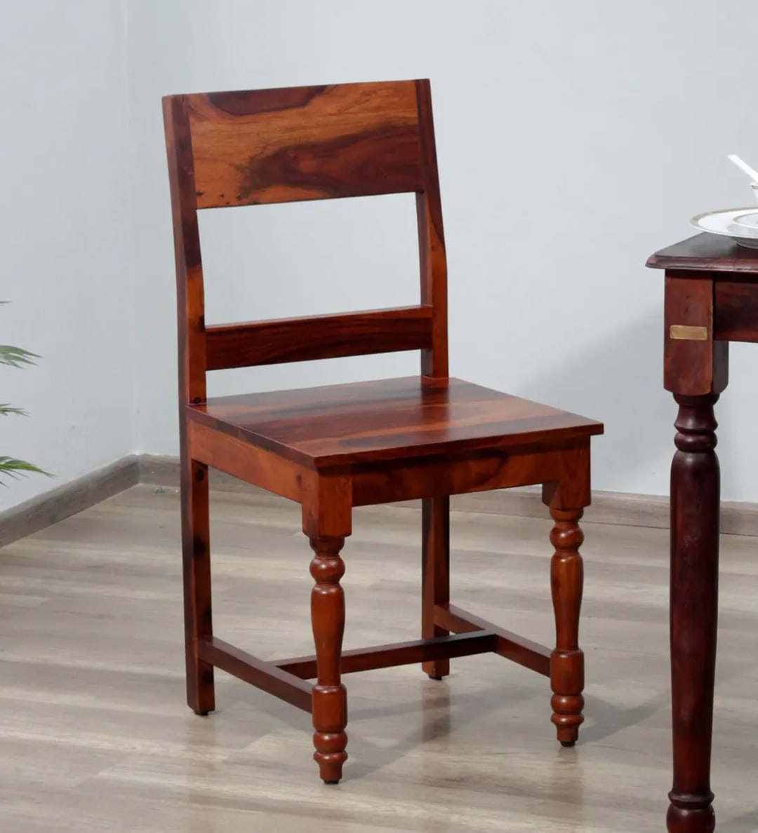 Siramika Handmade Teak Wood Dining Chair Modern Design, Perfect for Dining Room or Kitchen (Honey Oak Finish)