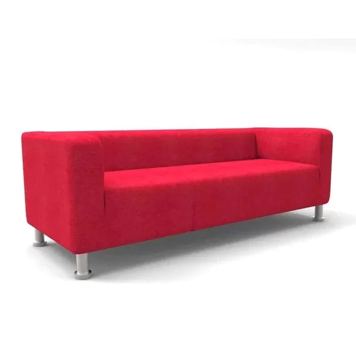 Snazzy Style Teak Wood Velvet Fabric 3 Seater Modern Sofa With Metal Legs ( Red ), view 3
