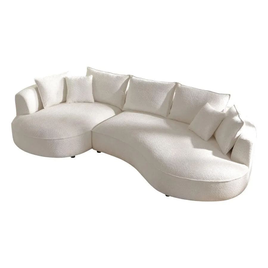 Craft Snowy Curved Luxurious Boucle Fabric 3 Seater Sofa with Soft Comfortable Cushions for Modern Living Room, view 4