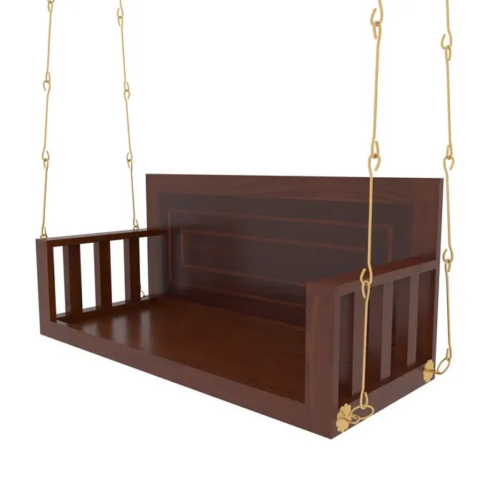 Southern Western Handmade Teak Wood Swing Patio Hammock Jhula Traditional Indian Style, view 2