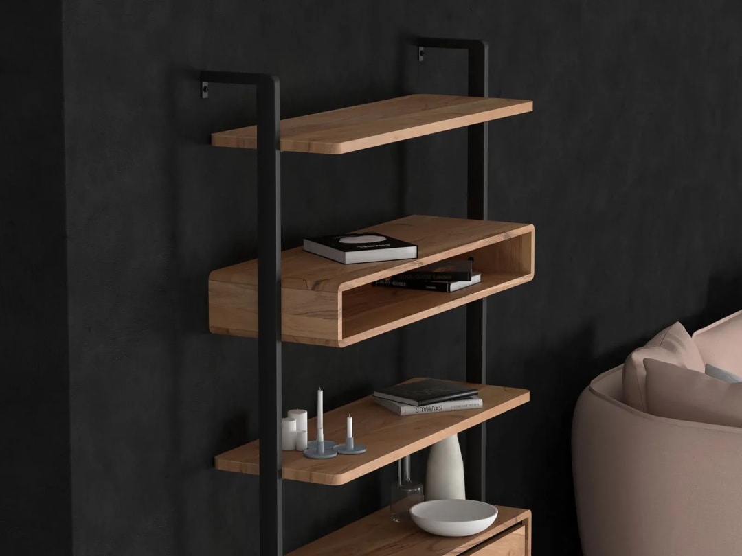 Spacious Handmade Carbon Steel Wood Bookshelf & Racks for or Home & Office Storage with 3 Doors, view 5