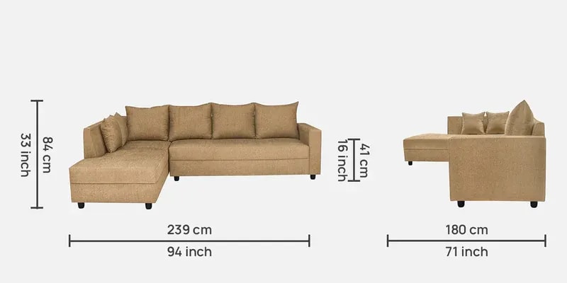 Stella RHS Teak Wood 6-Seater Sectional Sofa Luxury Handcrafted Solid Wood Modular Sofa Set for Living Room, view 4