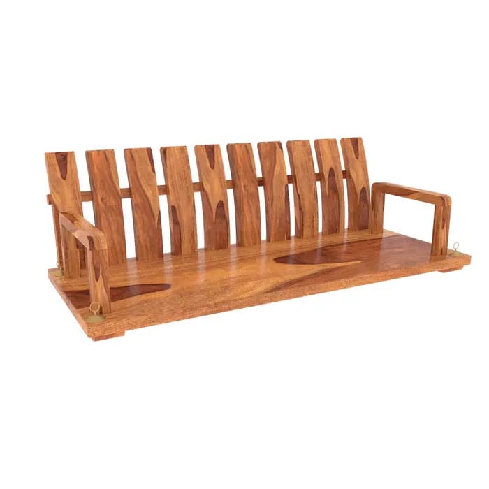 Stripped Wooden Glance Handmade Teak Wood Swing Patio Hammock Jhula Traditional Style, view 3
