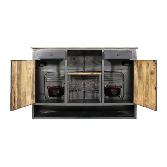 Truck Design Handmade Wooden Bar Cabinet for Wine, Whisky, and Soft/Hard Drinks Storage at Home (Black), view 3