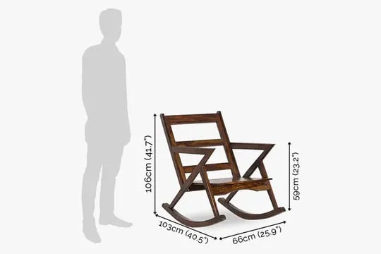 Ultra Comfort Handmade Teak Wood Rocking Chair Durable & Ergonomic Wooden Rocker for Relaxation (Honey Finish), view 4