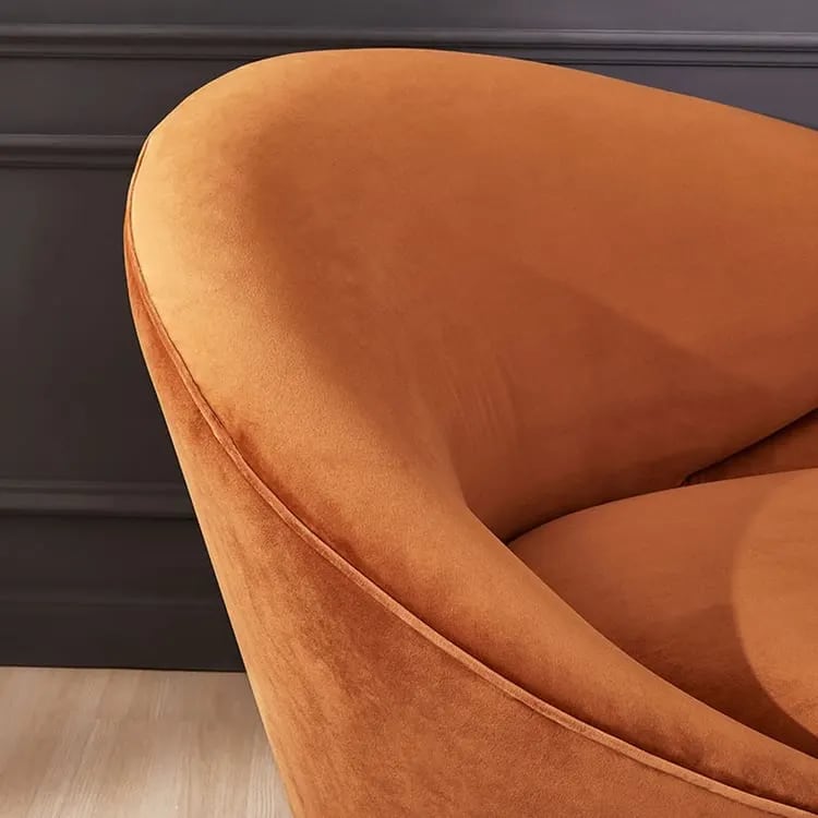 Velvet 3 Seater Sofa with Curved Arms and Ottoman...(ORANGE), view 4