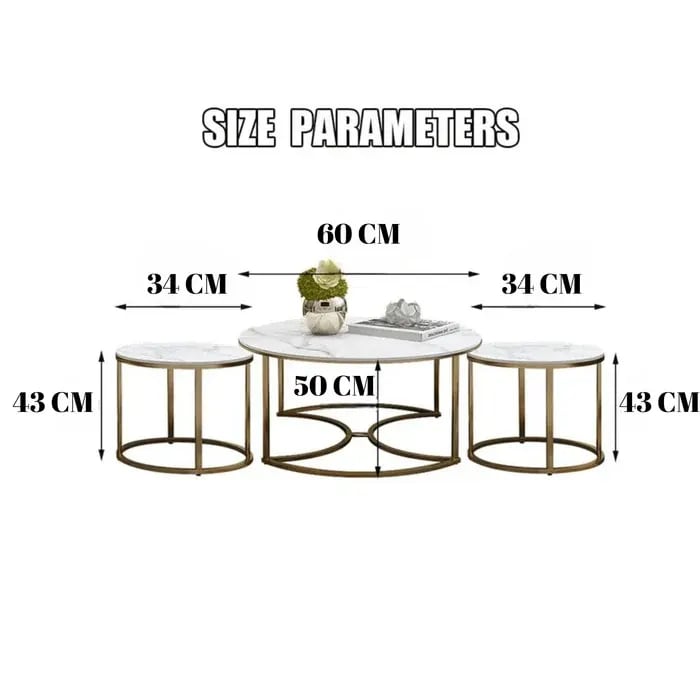 Vibing Modern Contemporary Metal Base Marble Top Nesting Coffee Table ( Set of 3 ), view 5